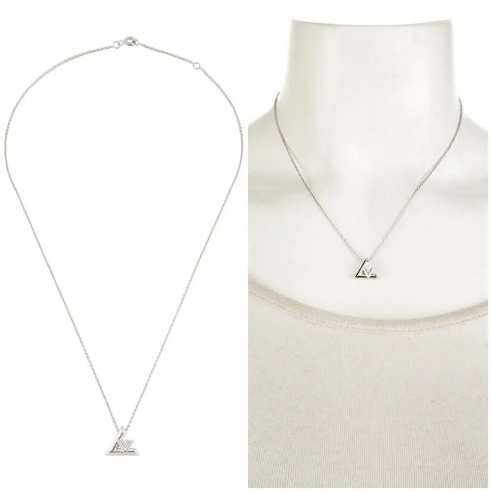LOUIS VUITTON 18K Diamond LV Volt One Small Pendant Necklace